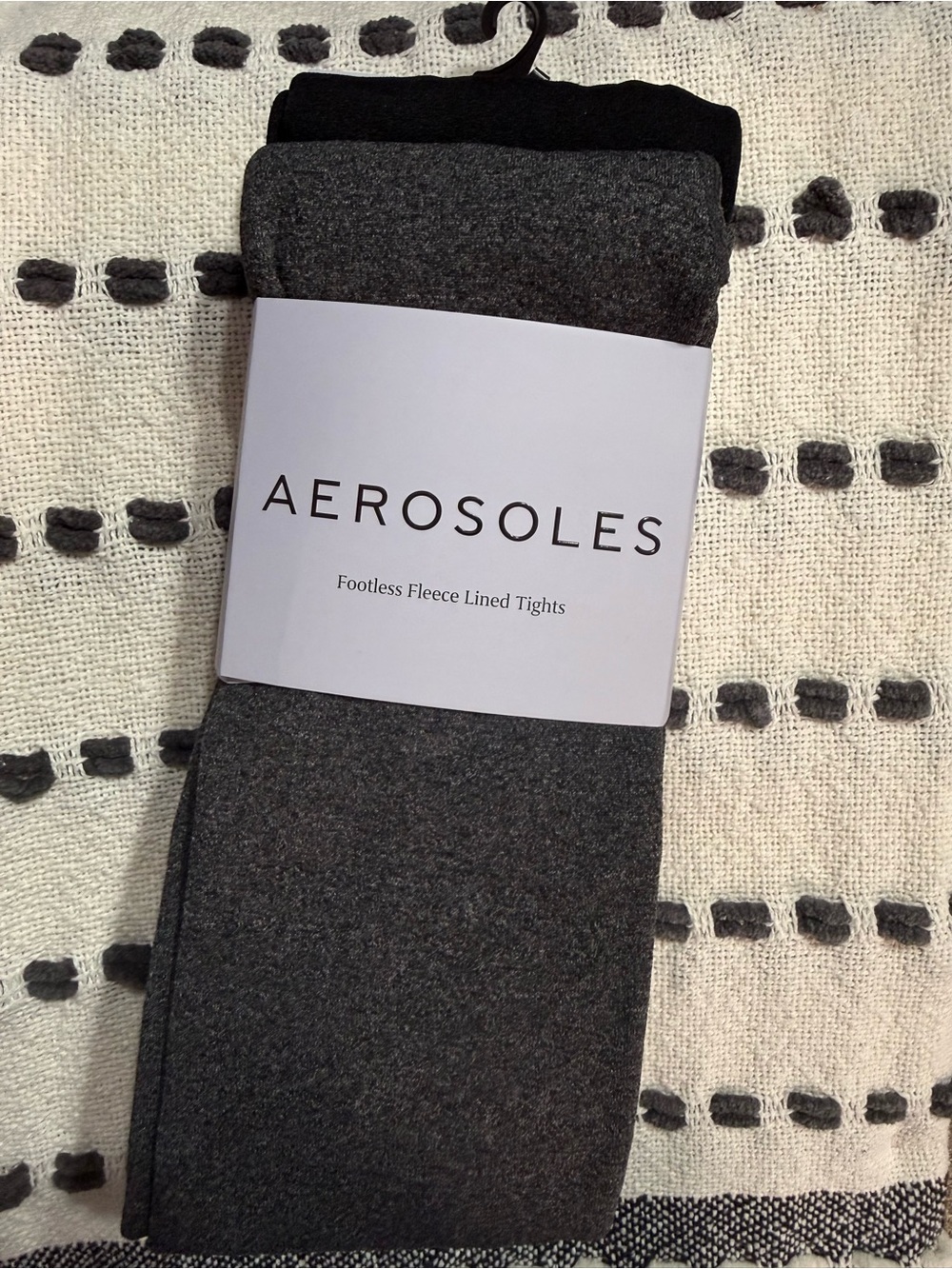 AEROSOLES Charcoal and Black Footless Fleece-Lined Tights